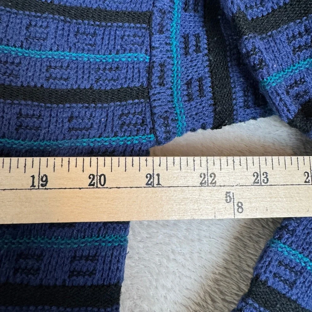 Vintage 90s Anchor Blue Cardigan Sweater Mens M Preowned Striped Knit‎ Preppy